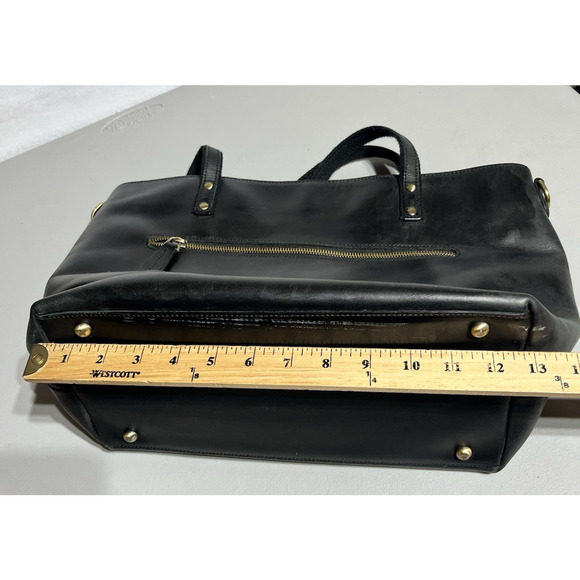 S Zone Leather Laptop Travel Tote Bag Black Zip Top Shoulder Bag Work Office - Picture 15 of 16